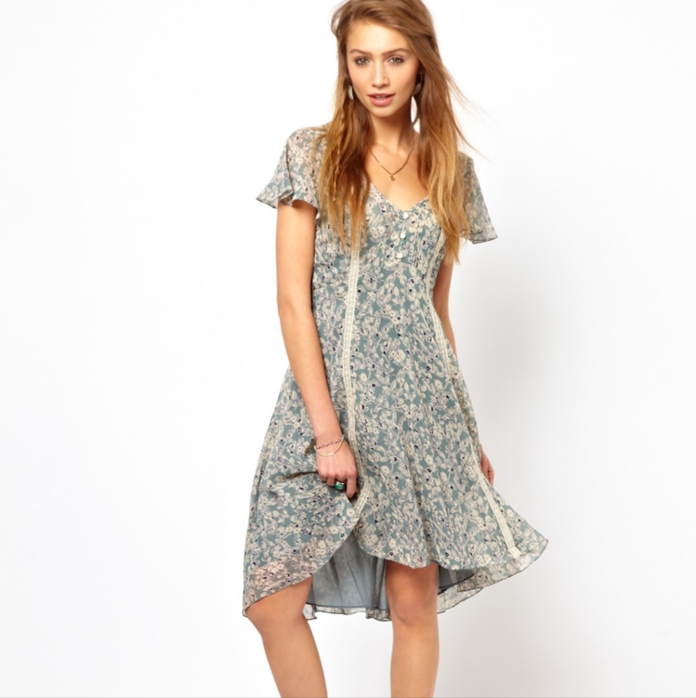 NWT DENIM & SUPPLY RALPH LAUREN 2pc Floral Lace Flutter Sleeve Prairie Dress 12